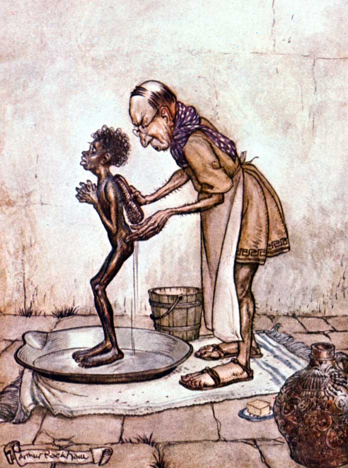 Illustration for The Lamb Chased by a Wolf
