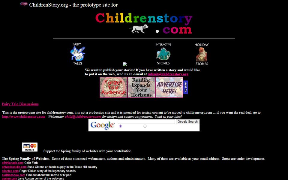 Peak-activity snapshot of childrenstory.org from Aug 06, 2003